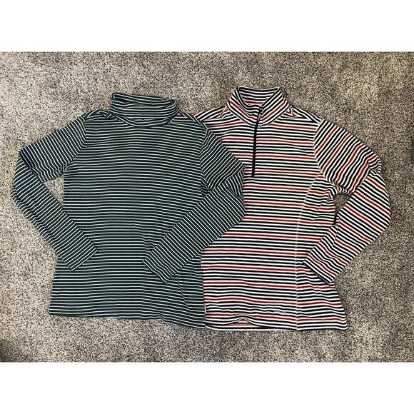 Eddie Bauer Women’s Fleece Pullover & Turtleneck Lot Striped Size Large - Picture 1 of 11